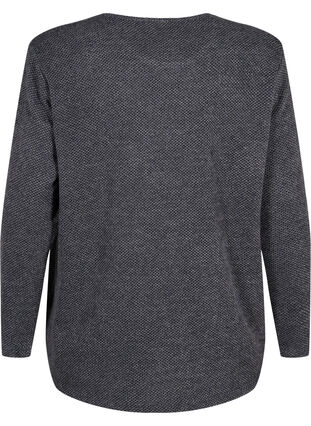 Zizzi Melange Bluse mit rund um den Neck und langen Ärmel, Dark Grey, Packshot image number 1