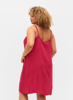 Zizzi Einfarbiges Trägerkleid aus Viskose, Bright Rose, Model image number 1