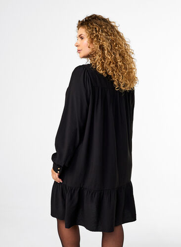 ZizziKurzes Kleid mit Rüschenkragen, Black, Model image number 1