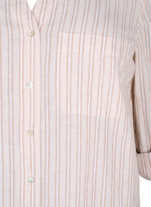 Zizzi Hemdbluse mit Knopfverschluss aus einem Baumwoll-Leinen-Gemisch, Sandshell White, Packshot image number 2