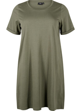Zizzi T-Shirt-Kleid aus Baumwolle, Thyme, Packshot image number 0