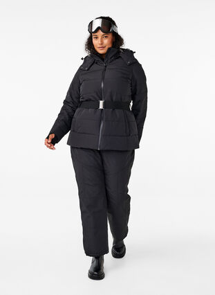 ZizziSki-Jacke mit Kapuze und Gürtel, Black, Model image number 2