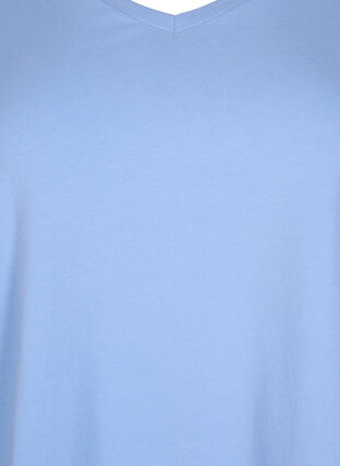 Zizzi Einfarbiges basic T-Shirt aus Baumwolle, Serenity, Packshot image number 2