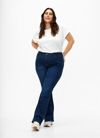 Ellen Bootcut-Jeans mit hoher Taille, Dark Blue, Model