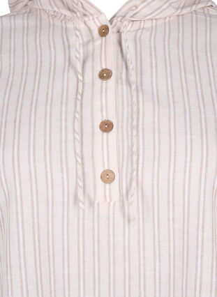 Zizzi Tunika mit Kapuze aus Baumwolle und Leinen, Wh. Sandshell Stripe, Packshot image number 2