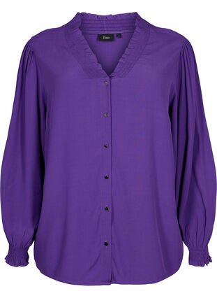 ZizziLangärmlige Bluse aus Viskose, Heliotrope, Packshot image number 0