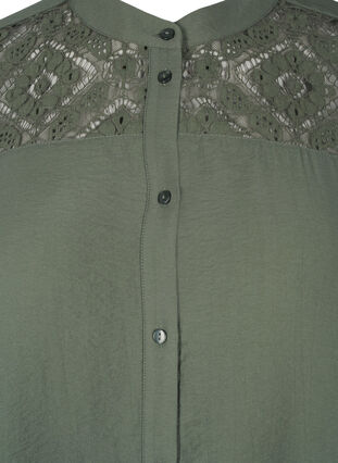 Zizzi Langes Viskose-Shirt mit Spitzendetail, Thyme, Packshot image number 2
