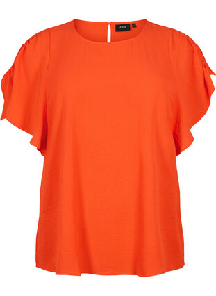 ZizziKurzärmelige Bluse mit Falten, Orange.com, Packshot image number 0