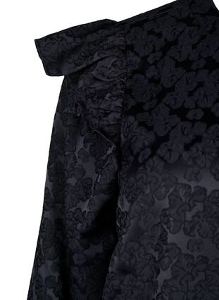 ZizziJacquardkleid mit langen Ärmeln und Rüschen, Black, Packshot image number 3