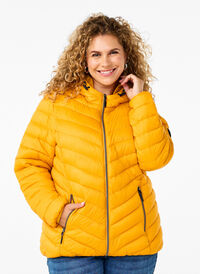 Leichte Jacke mit Kapuze, Golden Orange, Model
