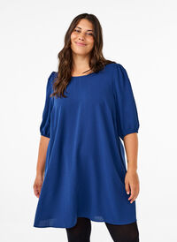 Kurzes Kleid mit Schleifen-Detail hinten, Estate Blue, Model