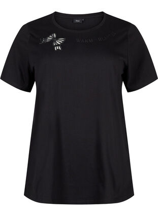 ZizziT-Shirt aus Bio-Baumwolle mit Schleifendetail, Black, Packshot image number 0