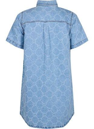 Zizzi Denim-Kleid mit Destroyed-Muster und kurzen Ärmeln, Blue Denim, Packshot image number 1