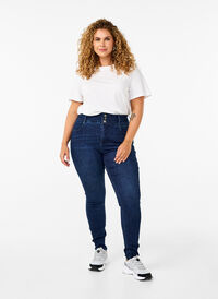 Super schlanke Bea Jeans mit extra hoher Taille, Dark Blue, Model