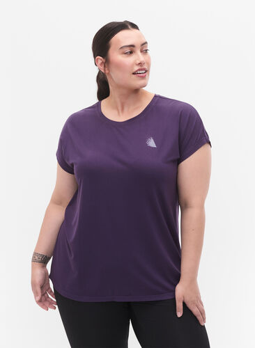 ZizziKurzarm Trainingsshirt, Purple Plumeria, Model image number 0