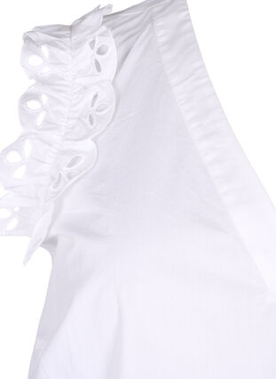 Zizzi Ärmelloses Baumwolltop mit Rüschen, Bright White, Packshot image number 3