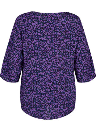 ZizziBluse aus Viskose mit 3/4 Ärmeln, Purple Leo AOP, Packshot image number 1