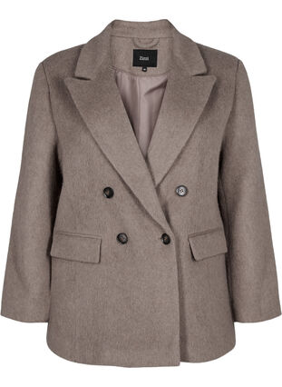 ZizziWollblazer mit angerauter Textur, Desert Taupe Mel., Packshot image number 0