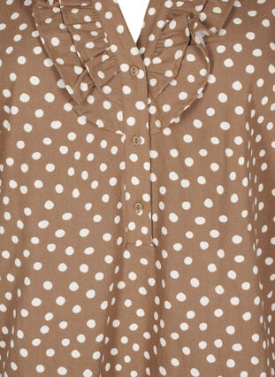 ZizziGepunktete Baumwollbluse mit 3/4-Arm, Coca Mocha Dot , Packshot image number 2