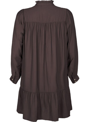 ZizziKurzes Kleid mit Rüschenkragen, Seal Brown, Packshot image number 1