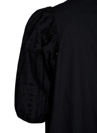 Zizzi Hemdkleid aus Baumwolle mit Lochstickerei, Black, Packshot image number 3