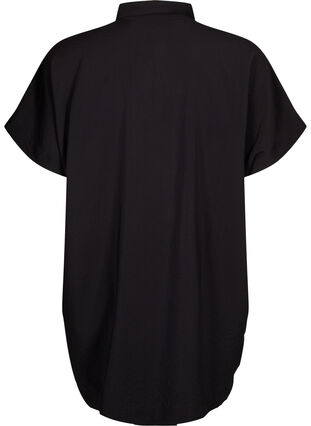 Zizzi Langes Hemd aus Viskose mit kurzen Ärmeln, Black, Packshot image number 1