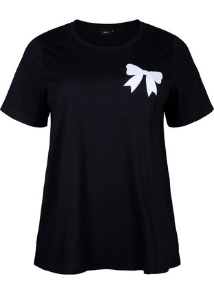 ZizziT-Shirt aus Baumwolle mit Schleife, Black W. White, Packshot image number 0