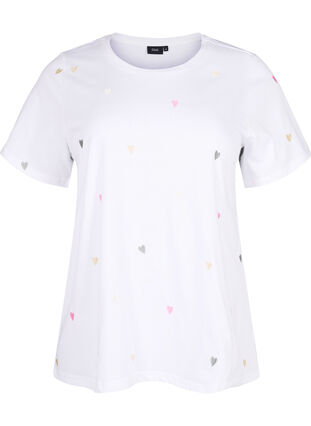 Zizzi T-Shirt aus Bio-Baumwolle mit Herzen, Bright W. Love Emb., Packshot image number 0
