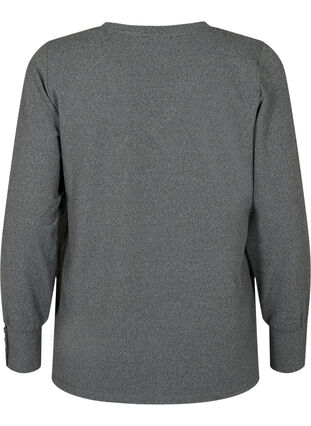 ZizziLangärmelige Bluse mit breitem Ärmelaufschlag und Knöpfen, Dark Grey Melange, Packshot image number 1