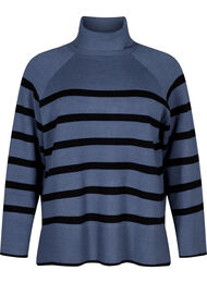 Gestreifter Strickpullover mit Rollkragen, B.Sea w.BlackStripes, Packshot