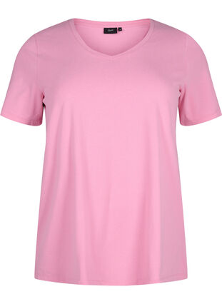 Zizzi Einfarbiges basic T-Shirt aus Baumwolle, Rosebloom, Packshot image number 0