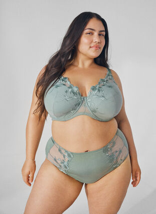 ZizziHipster-Slip mit Stickerei und normaler Taille, Iceberg Green, Image image number 0