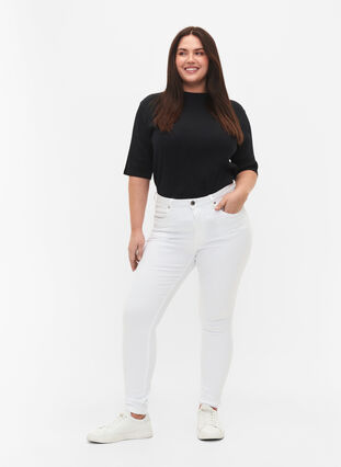 ZizziSuper Slim Amy Jeans mit hoher Taille, White, Model image number 0