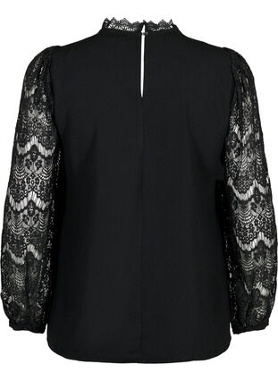 ZizziLangärmelige Bluse mit Spitze, Black, Packshot image number 1