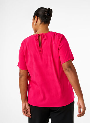 Zizzi Kurzärmelige Bluse aus Viskose mit Schleifen, Bright Rose, Model image number 1