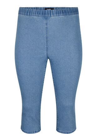 Zizzi FLASH - Hoch taillierte Capri-Hose aus Denim mit Slim Fit, Light Blue Denim, Packshot image number 0