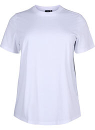 Basic-T-Shirt aus Baumwolle mit Rundhalsausschnitt, Bright White, Packshot