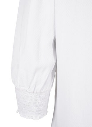 Zizzi  Viskosebluse mit Smok- und Rüschendetail, Bright White, Packshot image number 3