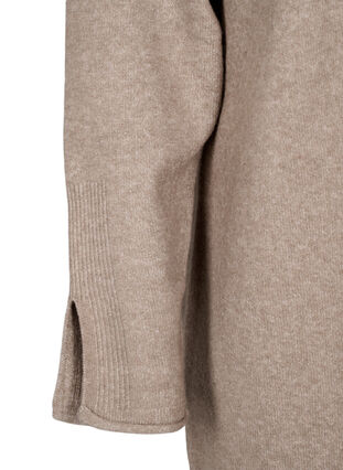 ZizziStrickkleid mit Rundhalsausschnitt und Schlitz, Desert Taupe Mel., Packshot image number 3