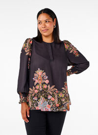 Bluse mit Paisley-Druck, Black Paisley, Model