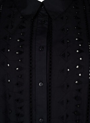 Zizzi Hemdkleid aus Baumwolle mit Lochstickerei, Black, Packshot image number 2