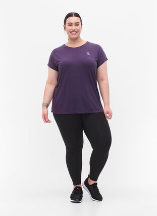 ZizziKurzarm Trainingsshirt, Purple Plumeria, Model image number 2