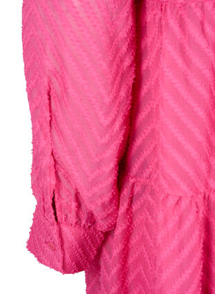 ZizziStrukturiertes kurzes Kleid mit Rüschenkragen, Magenta, Packshot image number 3