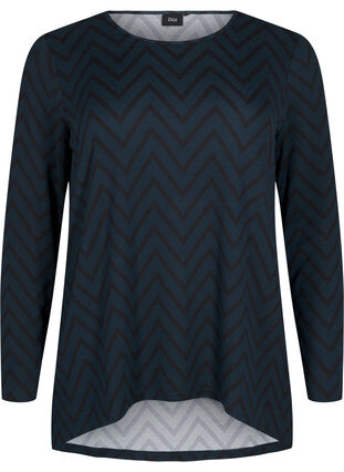 ZizziGemusterte Bluse mit langen Ärmeln, Scarab ZigZag, Packshot image number 0