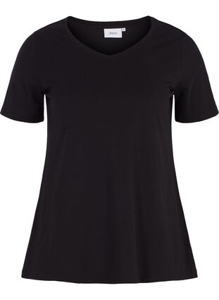 ZizziUnifarbenes Basic-T-Shirt aus Baumwolle, Black, Packshot image number 0