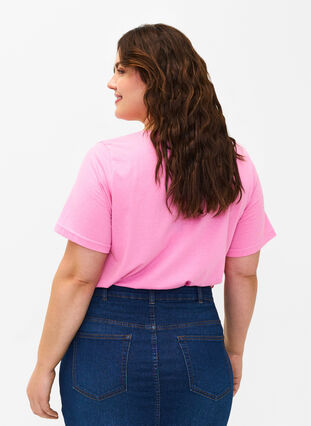 Zizzi FLASH - T-Shirt mit Motiv, Begonia Pink Always, Model image number 1