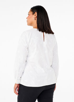 ZizziLangärmlige Bluse mit Stickereien, Bright White, Model image number 1