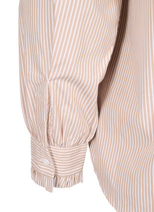 Zizzi Gestreifte Hemdbluse mit Rüschen, Silver Mink Stripe, Packshot image number 4