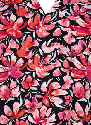 Zizzi Bluse mit V-Ausschnitt und Blumendruck, Black Flower AOP, Packshot image number 2