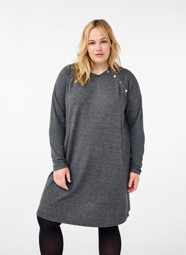 ZizziJerseykleid mit Knöpfen, Dark Grey Melange, Model image number 0